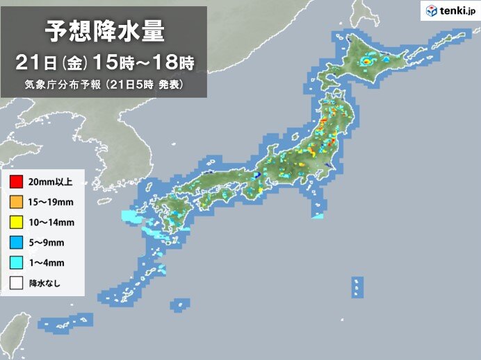 広く日差し届く　山沿いはにわか雨も　東北と関東甲信は激しい雨に注意