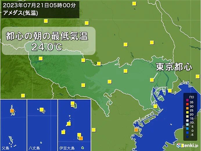 東京都心　熱帯夜から解放　最低気温は1週間ぶりに25℃下回る　昼の暑さ少し和らぐ
