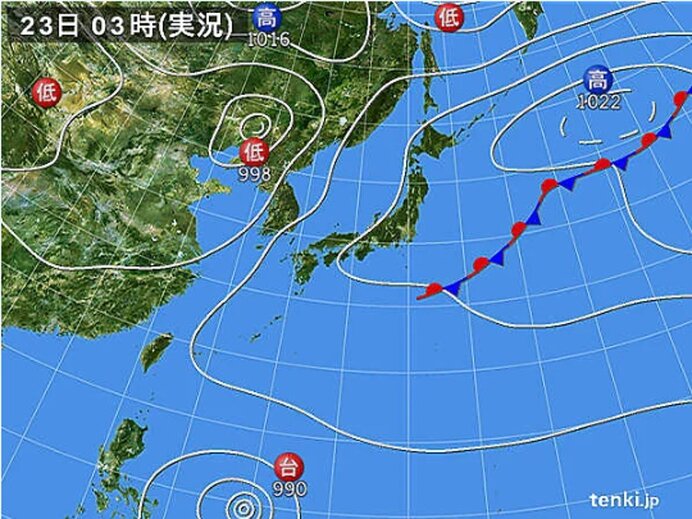 広く晴れるが　にわか雨の可能性　近畿～九州では局地的に激しい雨