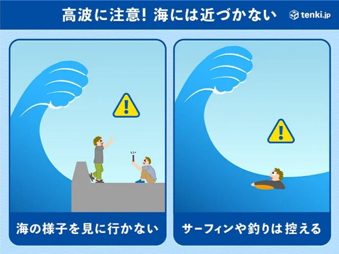 高波に注意　台風が離れていても　海には近づかないで