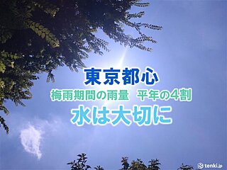 梅雨期間の雨量　東京都心は平年の4割　再び体温超えの危険な暑さ続く　関東の水瓶は