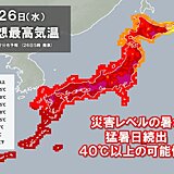 きょう26日　尋常じゃない暑さ　今年初めて40℃超の可能性　きのう以上の高温警戒