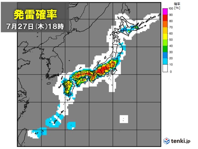27日　九州～関東甲信は天気急変に注意　局地的に滝のような雨　沖縄は高波に警戒