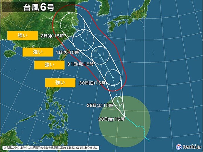 台風6号　暴風を伴い31日(月)～8月1日(火)に沖縄直撃か