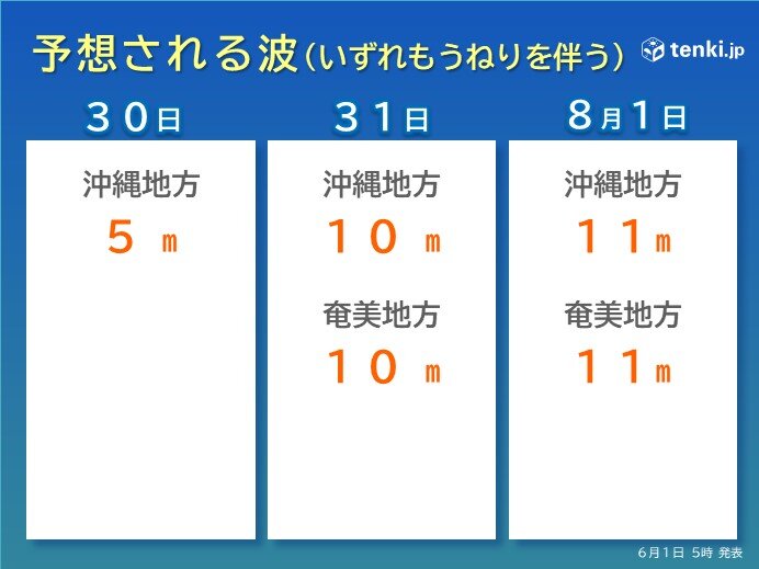 予想される波の高さ