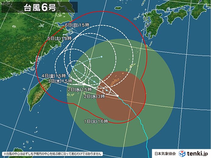 台風6号　非常に強い勢力で沖縄地方にかなり接近
