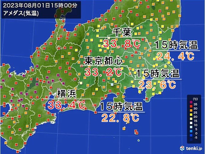 東京都心は9日ぶりに猛暑日から解放　気温の変化も大