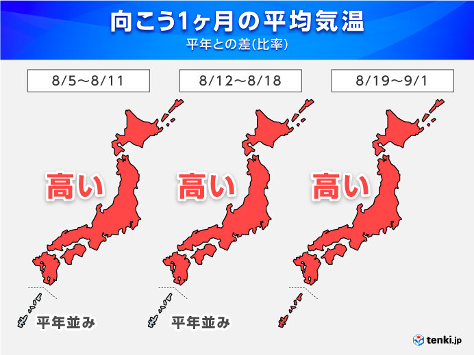 1か月予報　これからの8月「まだ猛暑」お盆も危険な暑さに警戒　9月も残暑厳しく