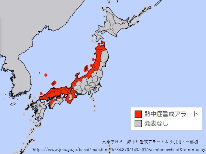 日本海側を中心に猛暑続く