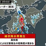 高知県「線状降水帯」発生中　命の危険も　災害発生の危険度が急激に高まる