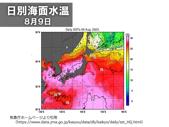 日本付近の海面水温