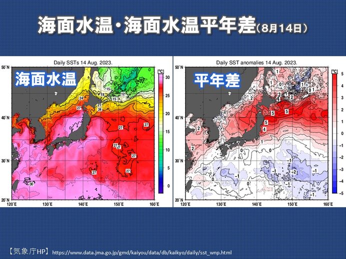 日本海の海面水温27℃以上　勢力落とさず北上か