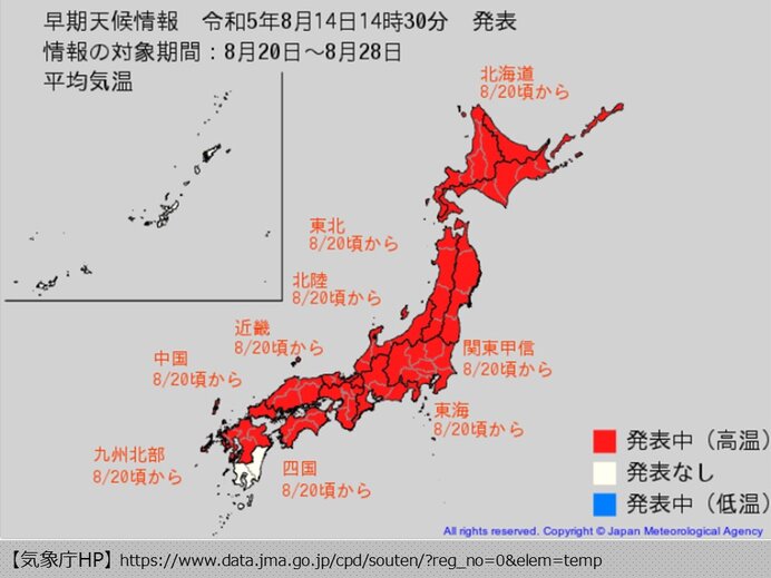 10年に一度レベルの高温か
