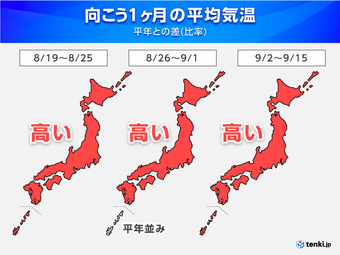 1か月予報　厳しすぎる残暑　「かなりの高温」も　引き続き熱中症に警戒を