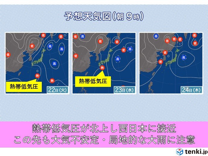 熱帯低気圧が湿った空気を運ぶ