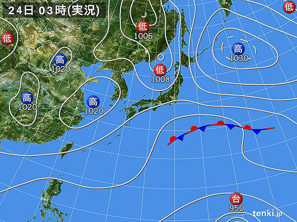 24日大気不安定で雨や雷雨　西から秋晴れ