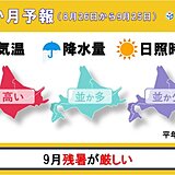 北海道の1か月予報　再び今日のような暑さも　9月も厳しい残暑に