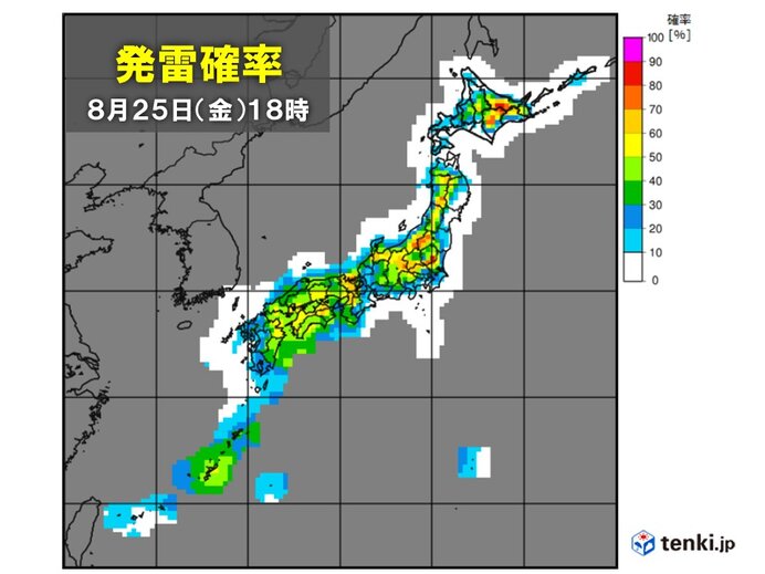 きょう25日 九州～東海は雷雨や激しい雨 関東甲信～北海道は天気急変と 