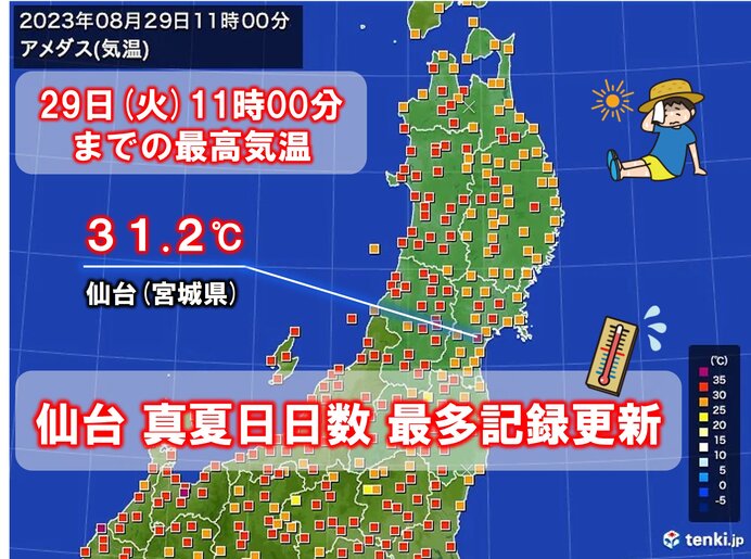 仙台　今年49回目の真夏日　年間最多記録を更新　厳しい残暑はいつまで続く?