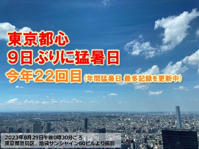 都心で今年22回目の猛暑日　8月終盤も最多記録を更新　終わらない記録的に暑い夏