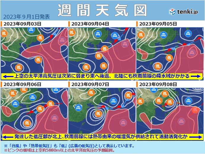 上空の太平洋高気圧の動向