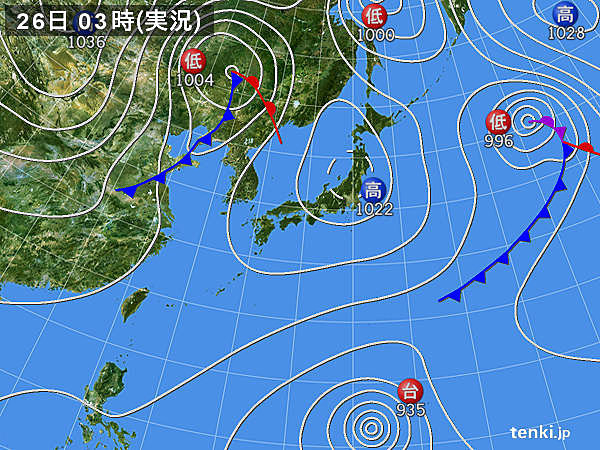 26日　晴れても西から天気下り坂