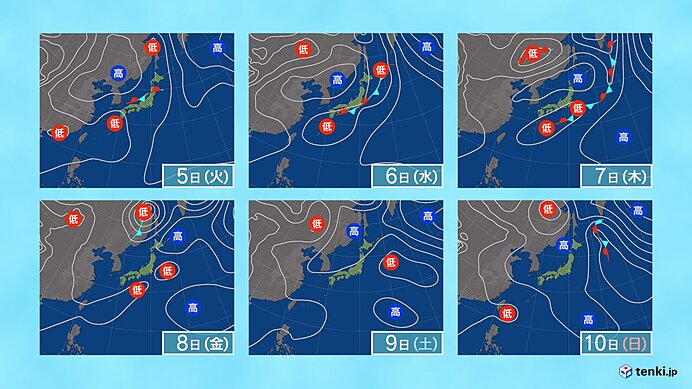 太平洋側はぐずついて雨量増加も