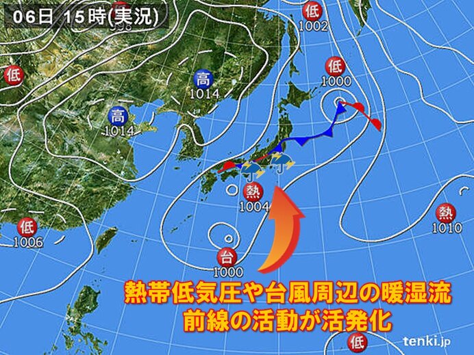 東海・伊豆諸島　あす7日午前にかけて「線状降水帯」発生の恐れ