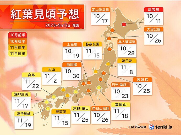 紅葉への影響は?見頃は?