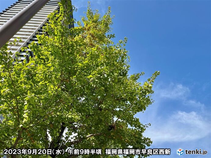福岡は彼岸入りも空は夏