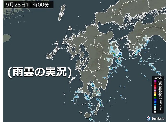 九州の太平洋側は局地的に激しい雨