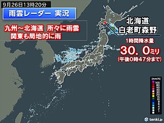 北日本で激しい雨　九州～北海道の所々に雨雲　東京都内も帰宅時間帯に一時雨の所も