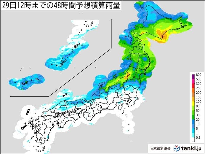 あす28日　北陸・東北・北海道の太平洋側に発達した雨雲　警報級の大雨も
