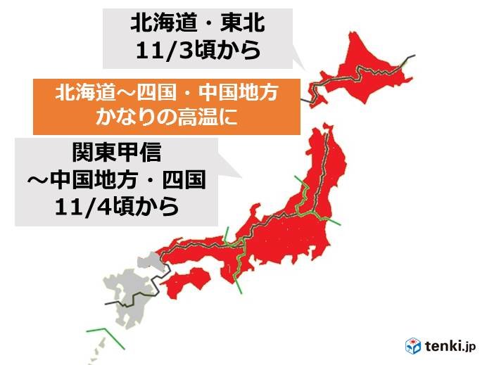 11月初め　かなりの高温に