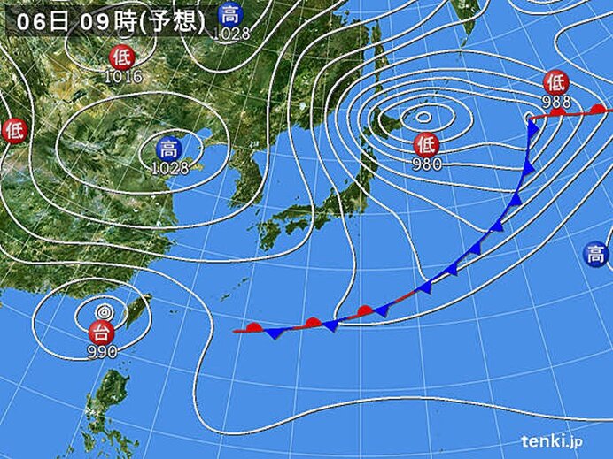 低気圧が急発達　この時期としては強い寒気が南下