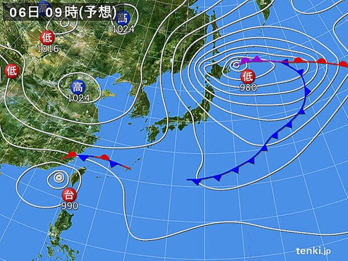 北日本は6日(金)にかけて暴風や大雨に警戒