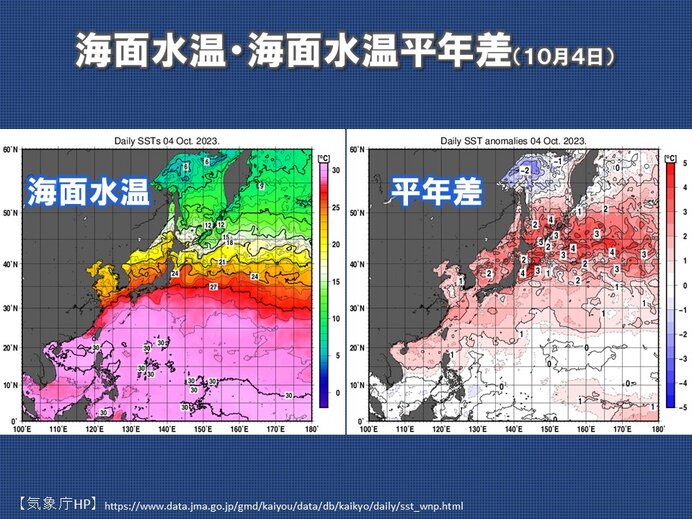 記録的に高い海面水温　水蒸気増加で短時間強雨のおそれ　台風にも注意