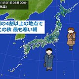 けさ　この秋一番の寒さ　関東甲信も霜・氷