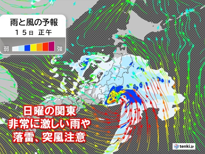 関東 日曜の午前は雨強まる 非常に激しい雨も 北風でヒンヤリ 午後は