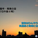 東海地方　秋晴れは乾燥とともに　きょう17日は安定した晴天　気温差と乾燥に注意