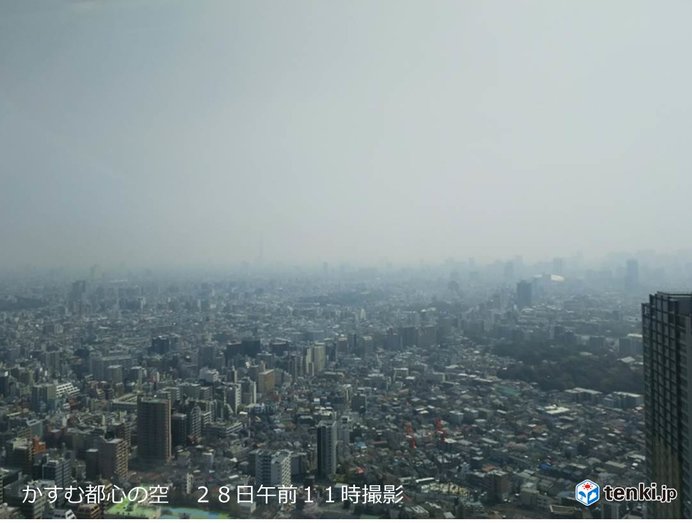 PM2.5　濃度高め　霞む都心の空