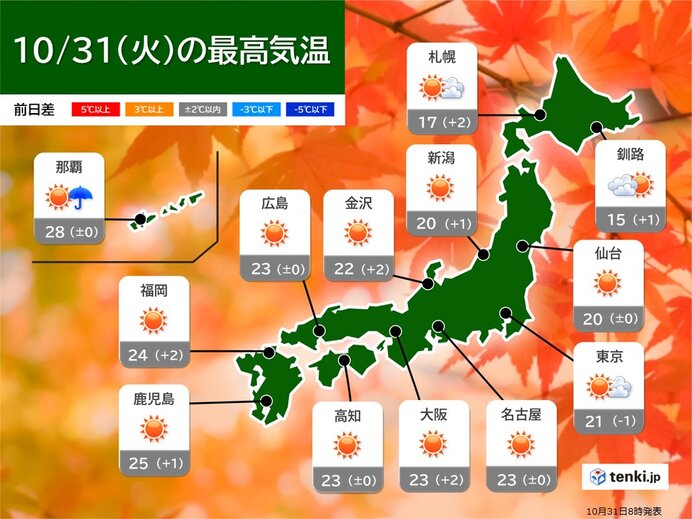 寒暖差が大　昼間は上着いらずの陽気に