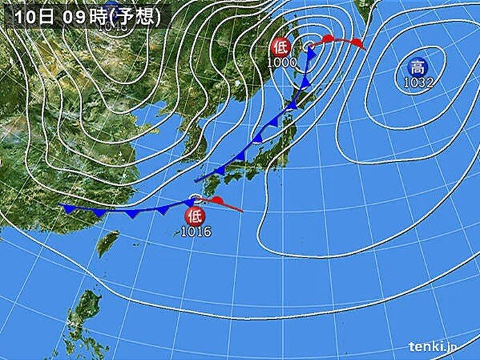 あす9日　前線通過時　雨脚強まる