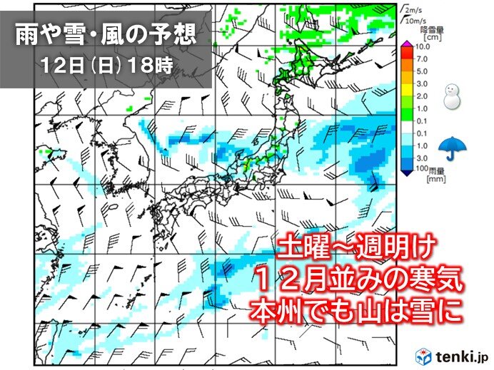 土曜から冬の寒さ　北海道や東北北部は平地で積雪　本州の峠も積雪か　冬装備を万全に