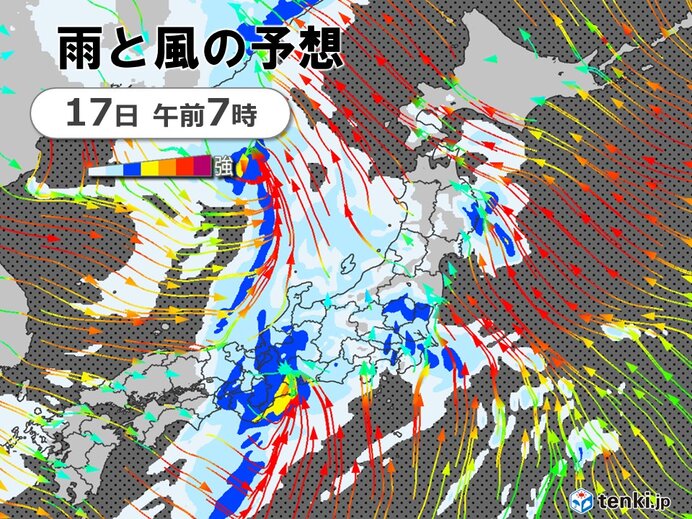 あす17日　全国的に荒れた天気　各地の雨や風のピークは?　交通機関の乱れに注意