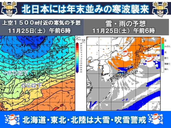 1週目(20日～26日)24日～25日は大雪・吹雪の恐れ