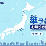 きょう22日　お帰り時間の傘予報　晴れる所が多いが一部でにわか雨