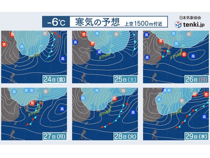 前線通過後は強い寒気が南下　土日は北海道や東北、北陸の平地で雪も