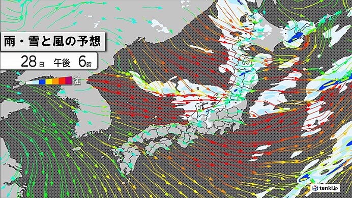 きょう28日 日本海側は荒れた天気 夜は雪エリア拡大 太平洋側も風が強まる(気象予報士 青山 亜紀子 2023年11月28日) - tenki.jp