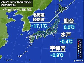 全国で今季最も冷え込む　陸別で氷点下17.1℃　今季初の冬日や初氷、初雪の便りも